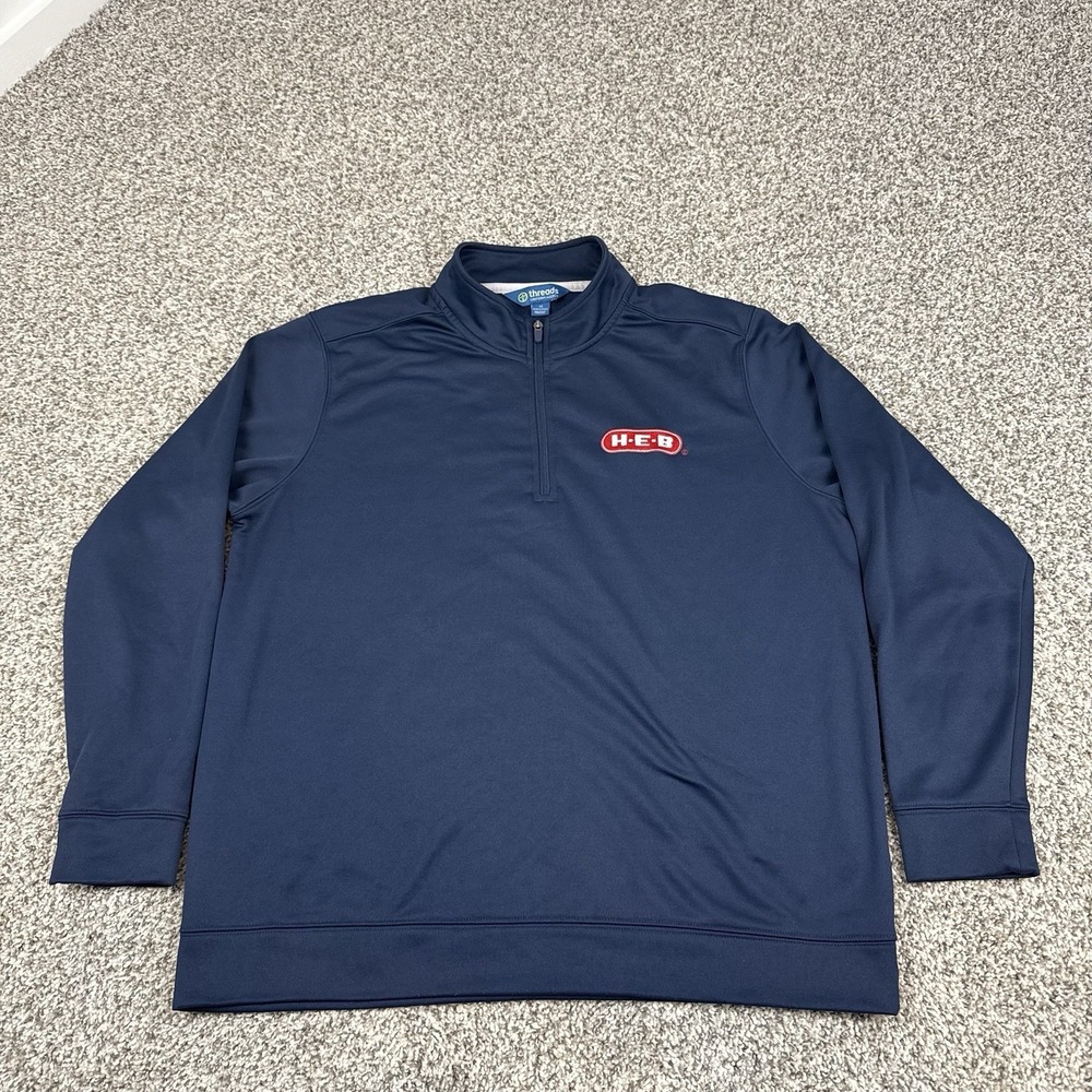 HEB 1/4 Zip Sweater Adult Large Blue Employee Uniform Pullover Workwear